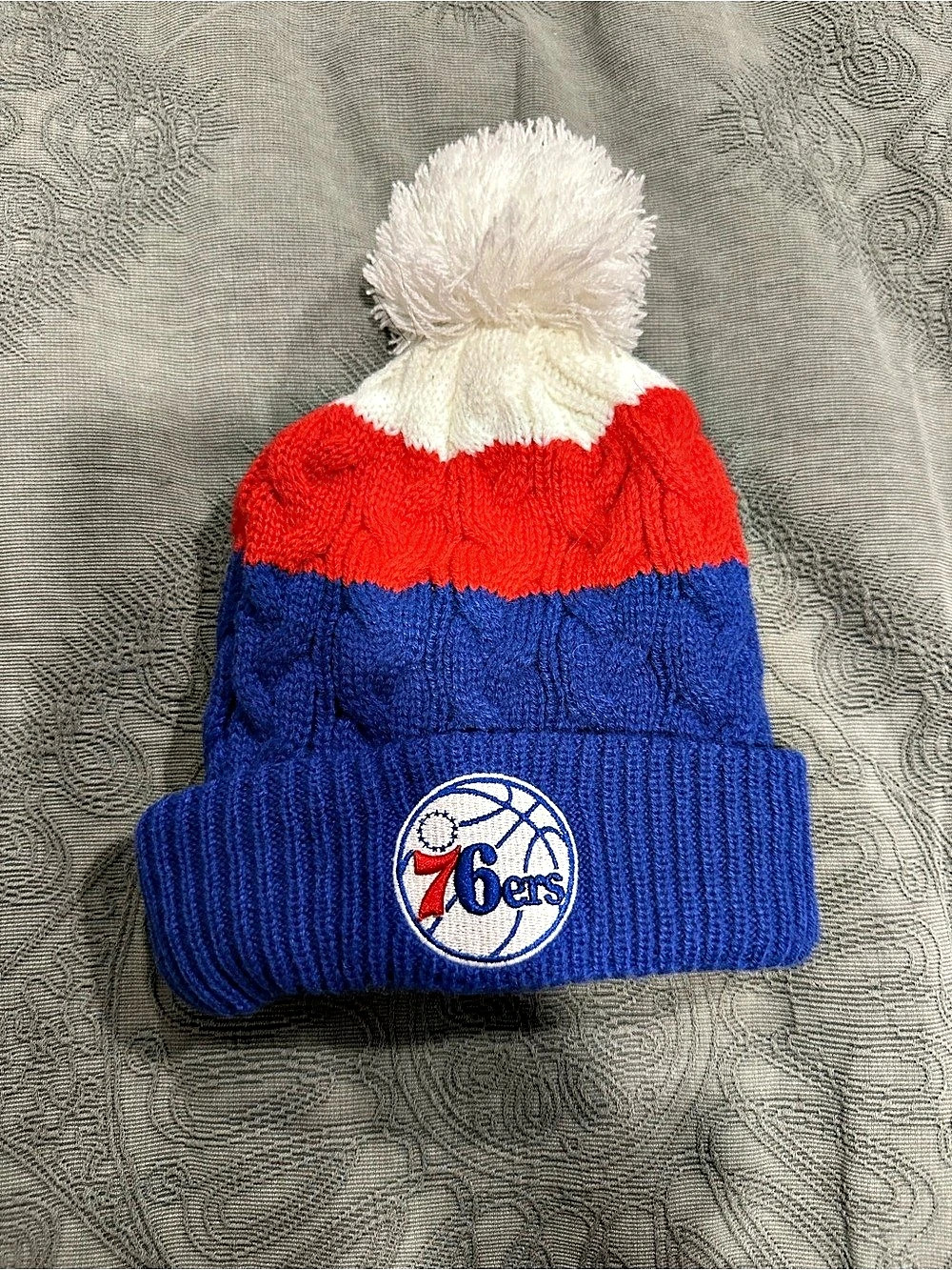 New Era 76ers Color Block Pom Beanie
